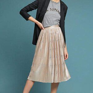 Anthropologie x Sabrina Musayev Cassia Pleated Gold Skirt
